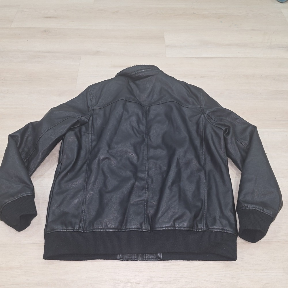 Levis Faux Leather Jacket Coat Sherpa Lined Black Aviator Bomber Size XL - Picture 7 of 15
